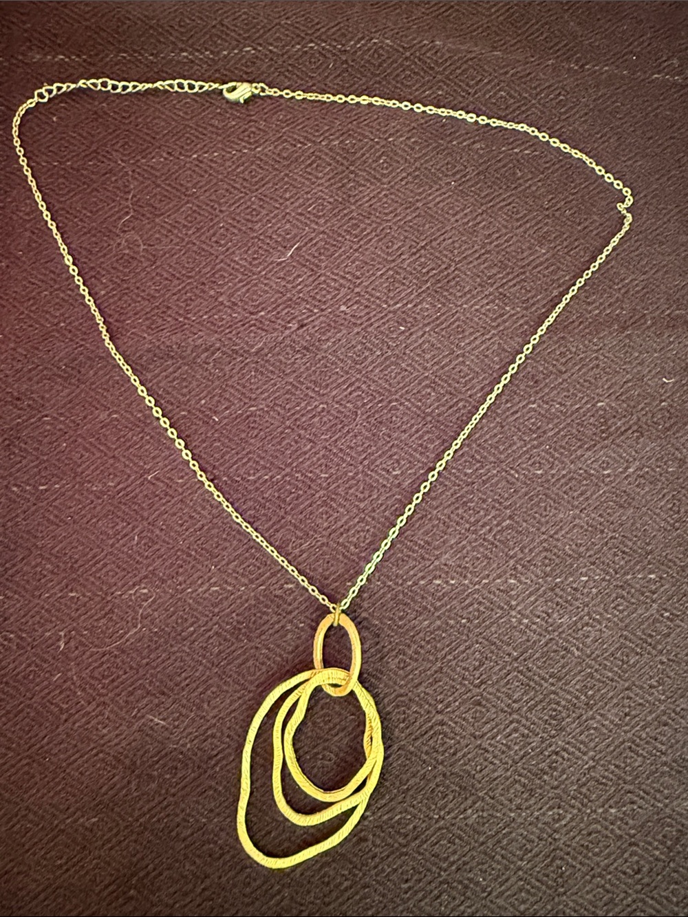 Gold-tone Multi-Ring Pendant Necklace - Elegant Women’s Jewelry